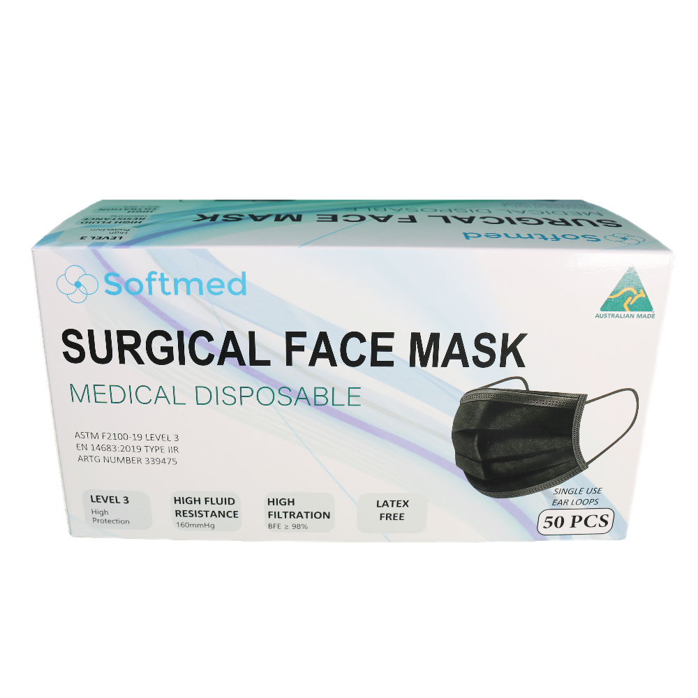 50x 4 PLY Surgical Face Masks (LEVEL 3 Medical Grade, INDIVIDUALLY WRAPPED)  NHA BRAND (SKU-S50) - National Health Australia