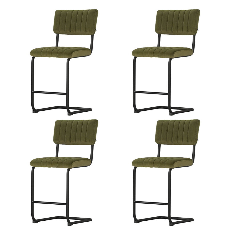 Artiss 4x Bar Stools Velvet Chairs Green