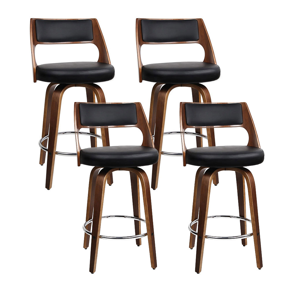 Artiss 4x Bar Stools Swivel Leather Chair 76cm