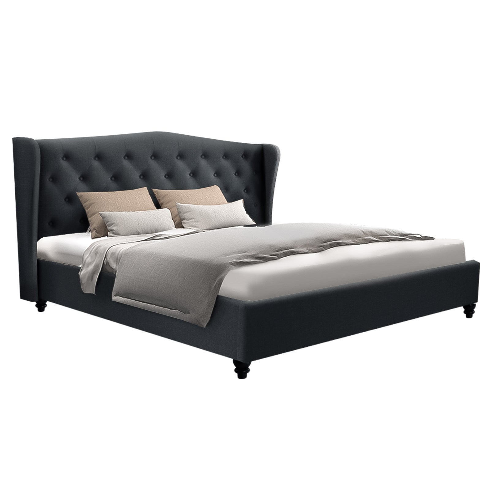 Artiss Pier Bed Frame Fabric - Charcoal King