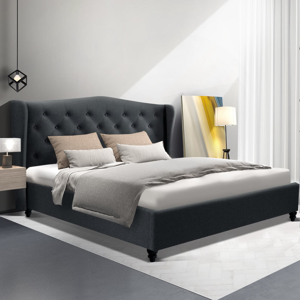 Artiss Pier Bed Frame Fabric - Charcoal Queen