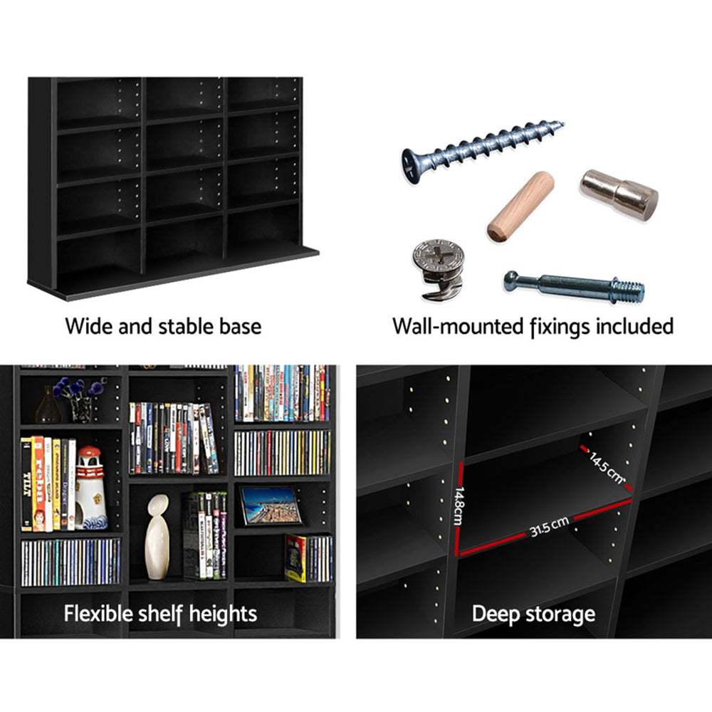 Artiss Bookshelf CD Storage Rack - BERT Black