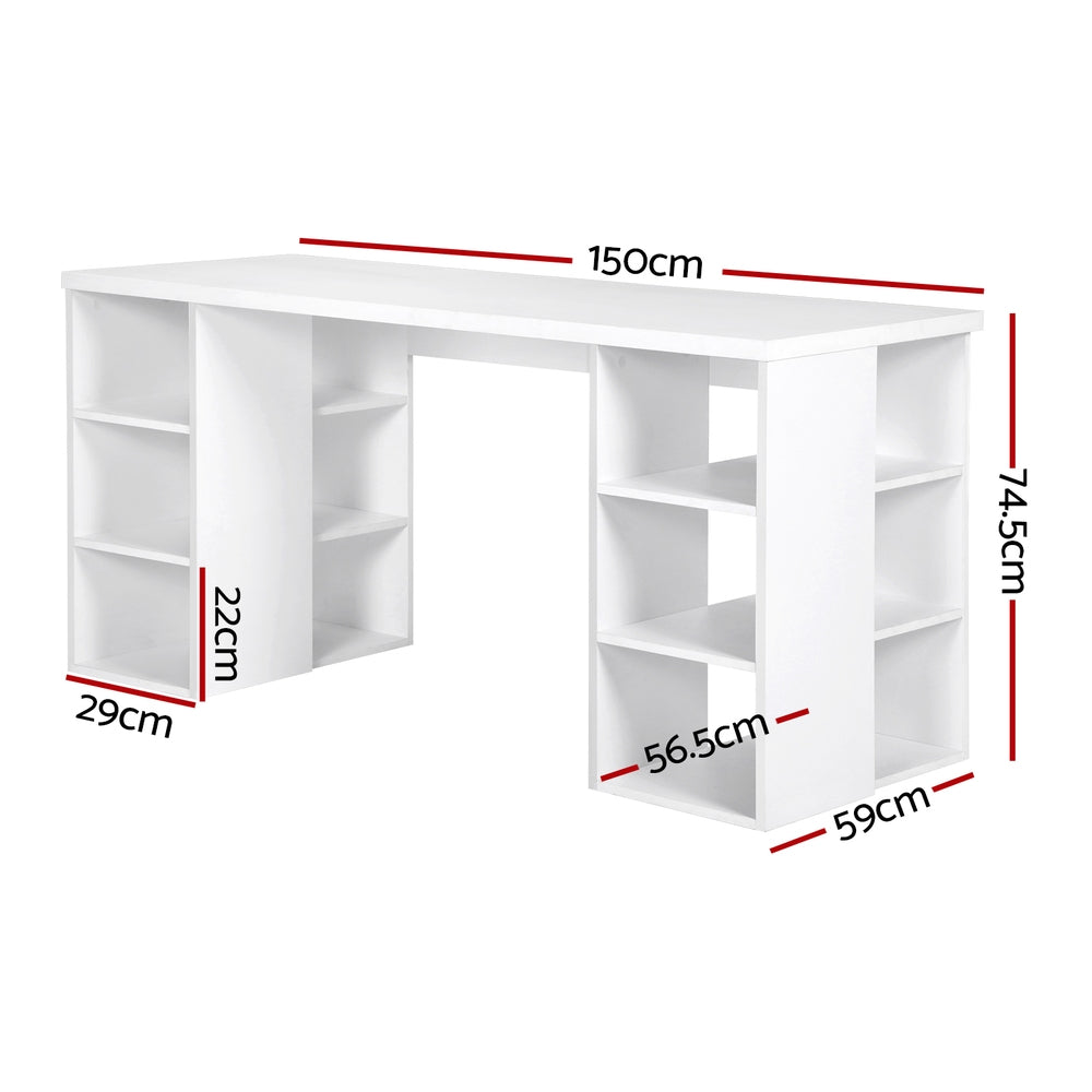 Artiss Computer Desk Bookshelf White 150CM