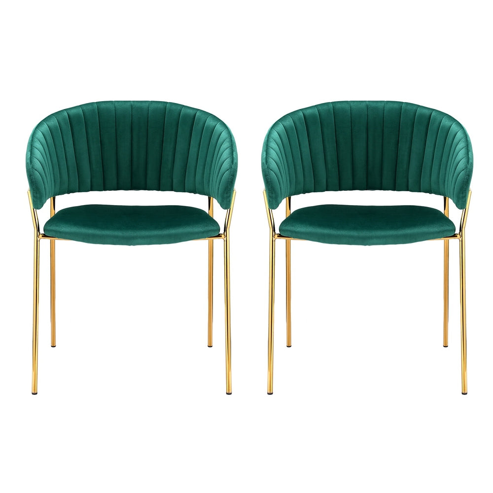 Artiss Dining Chairs Green Velvet Upholstered Set Of 2 Dalia