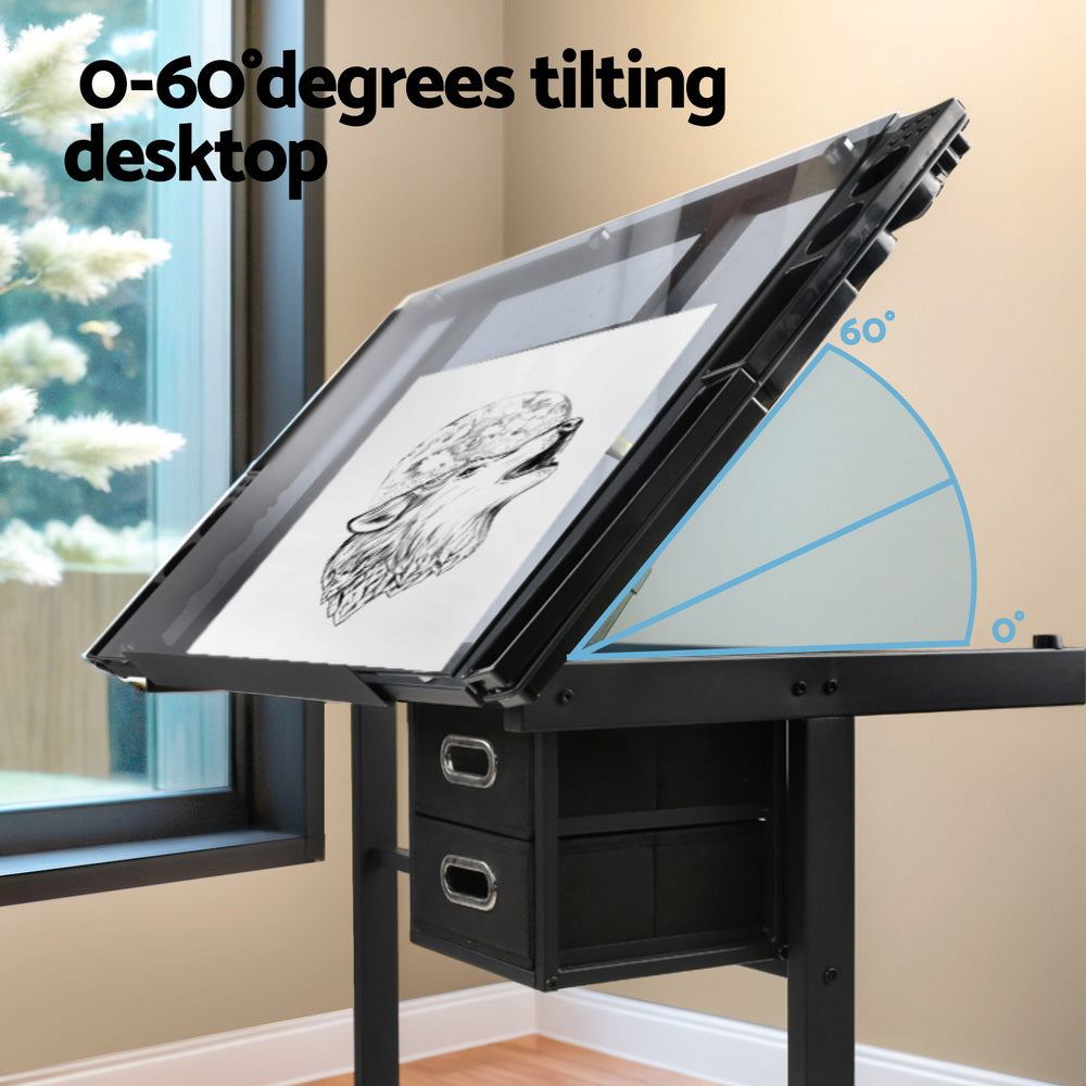 Artiss Adjustable Drawing Desk - Black and Grey