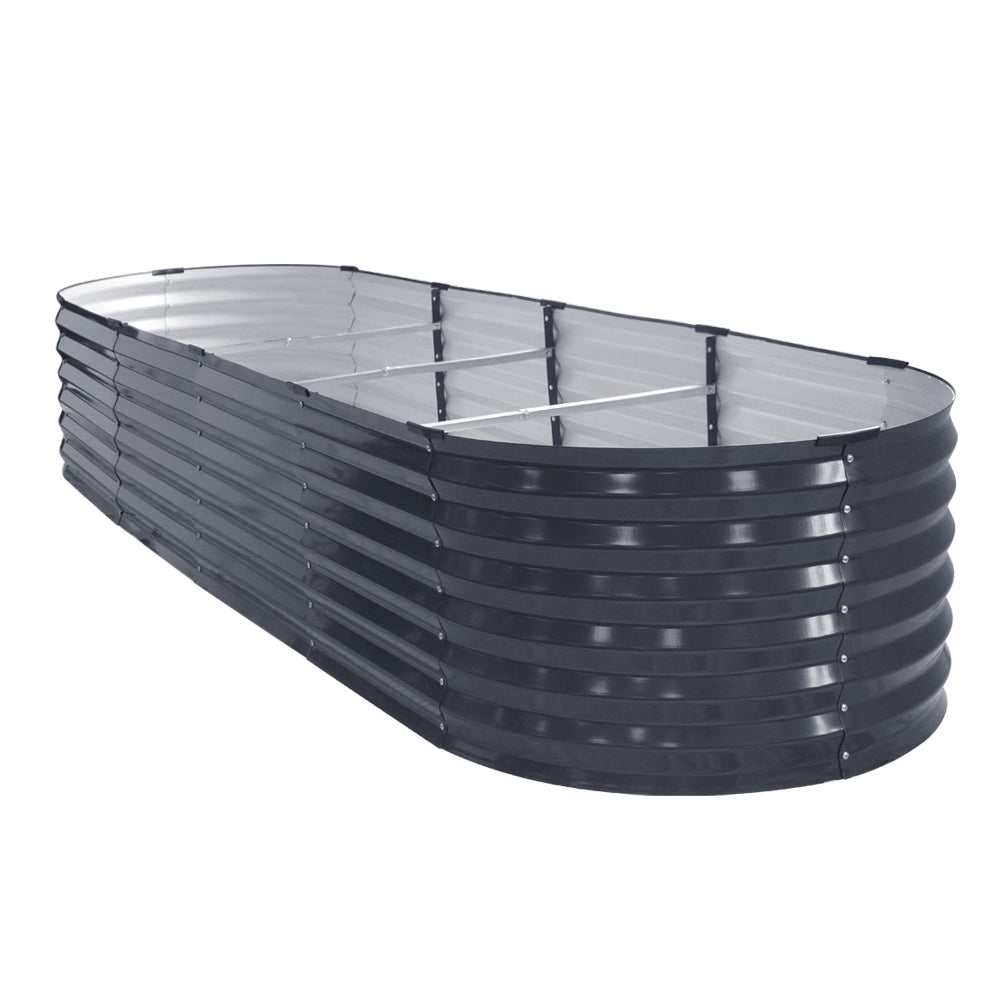 Greenfingers Garden Bed 320X80X42cm Oval Planter Box Raised Container Galvanised