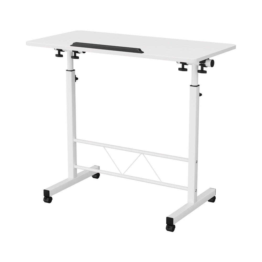 Portable Mobile Laptop Desk Notebook Computer Height Adjustable Table Sit Stand Study Office Work White