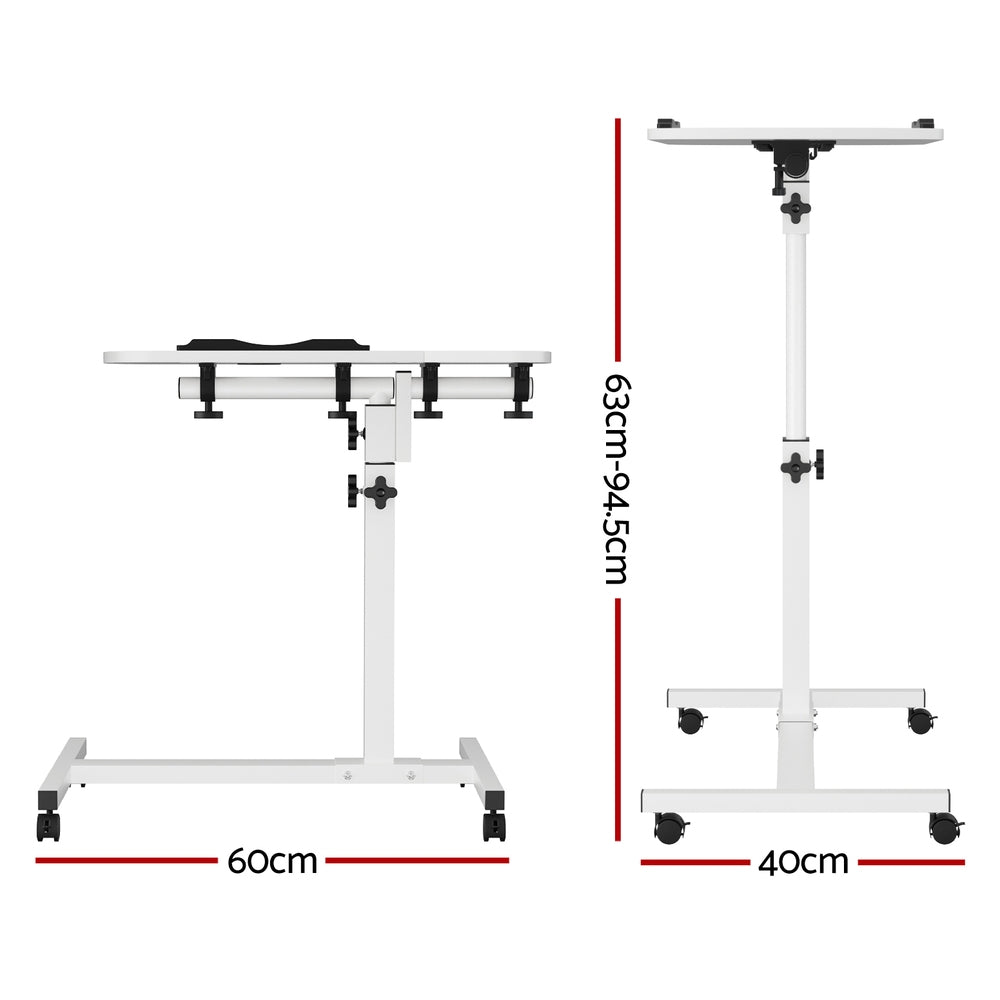 Artiss Laptop Table Desk Adjustable Stand With Fan - White