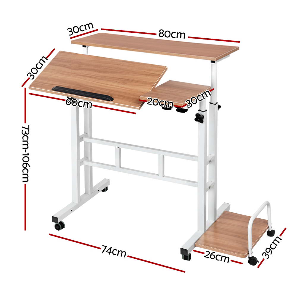 Artiss Twin Laptop Table Desk - Light Wood