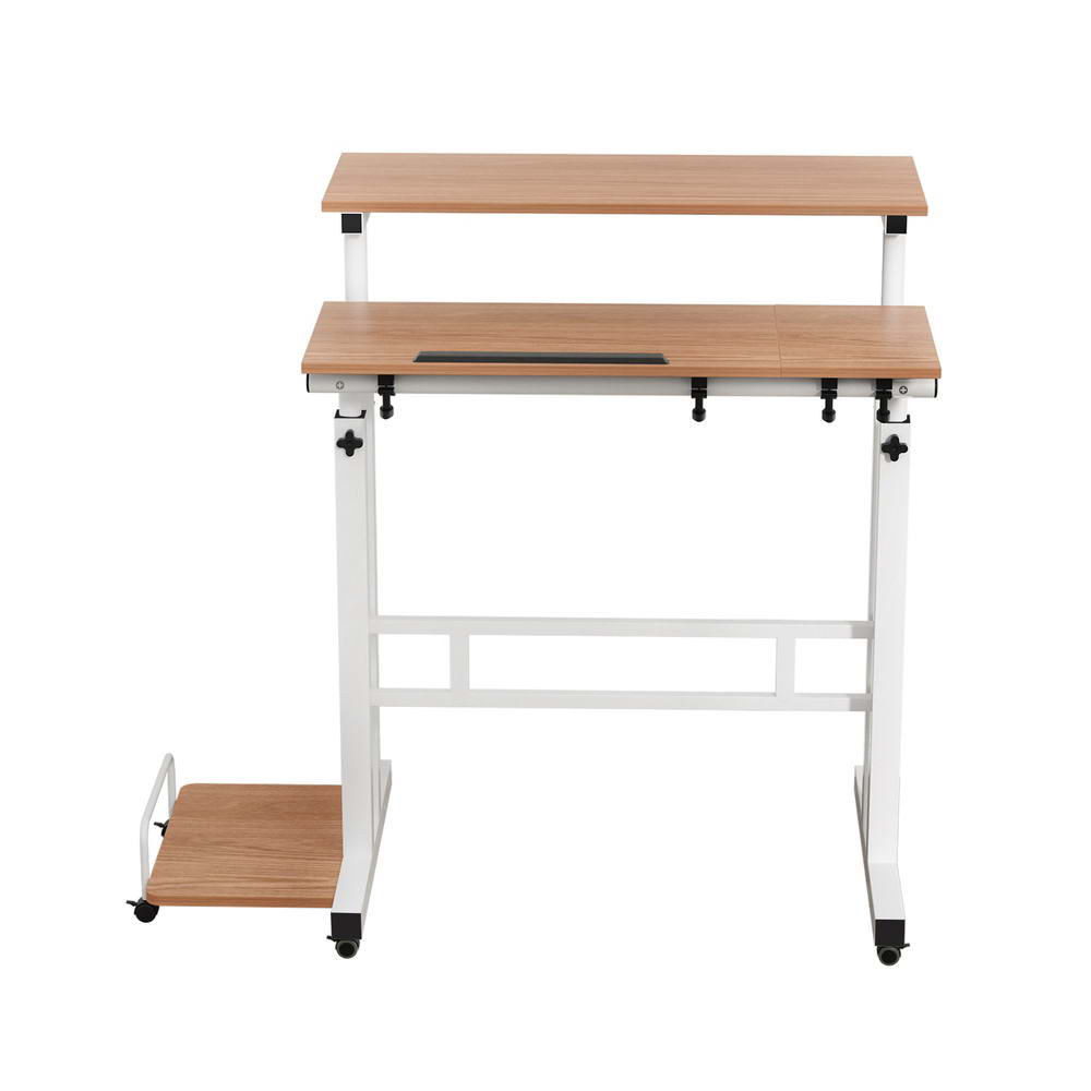 Artiss Twin Laptop Table Desk - Light Wood