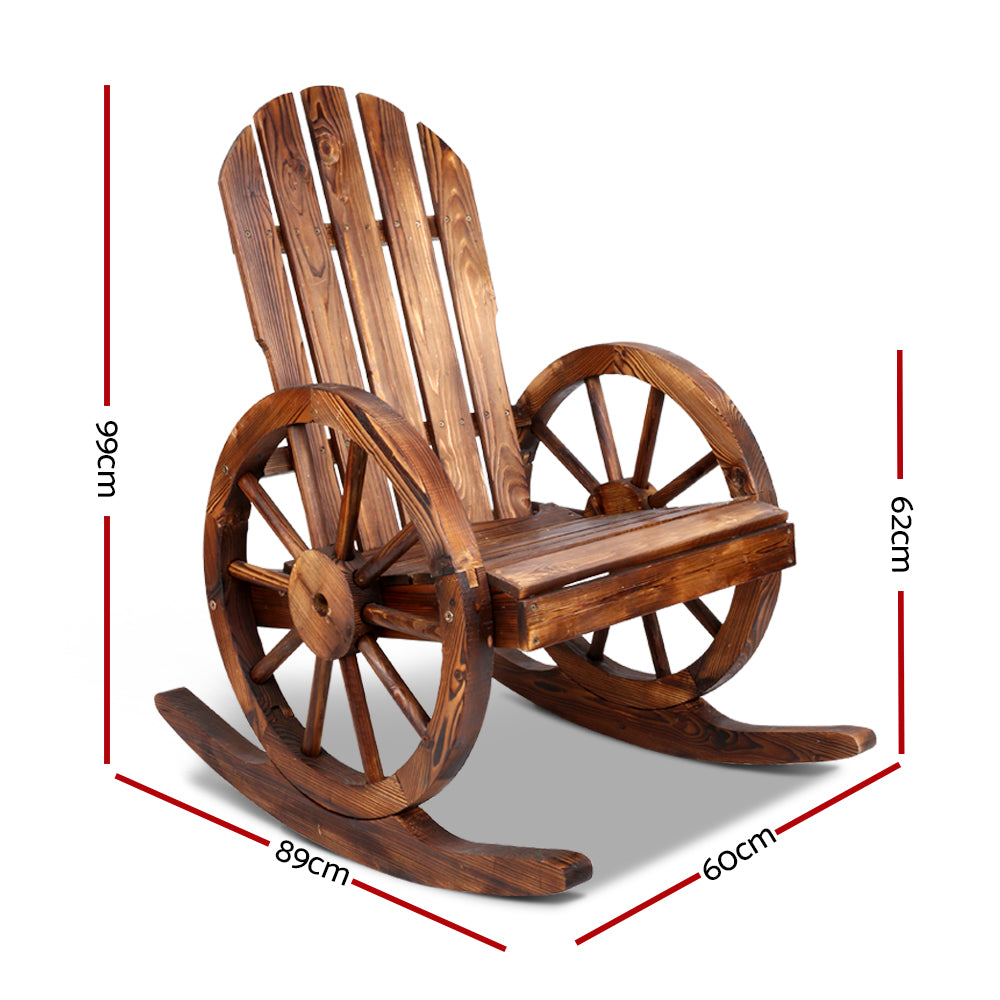 Gardeon Wagon Wheels Rocking Chair - Brown