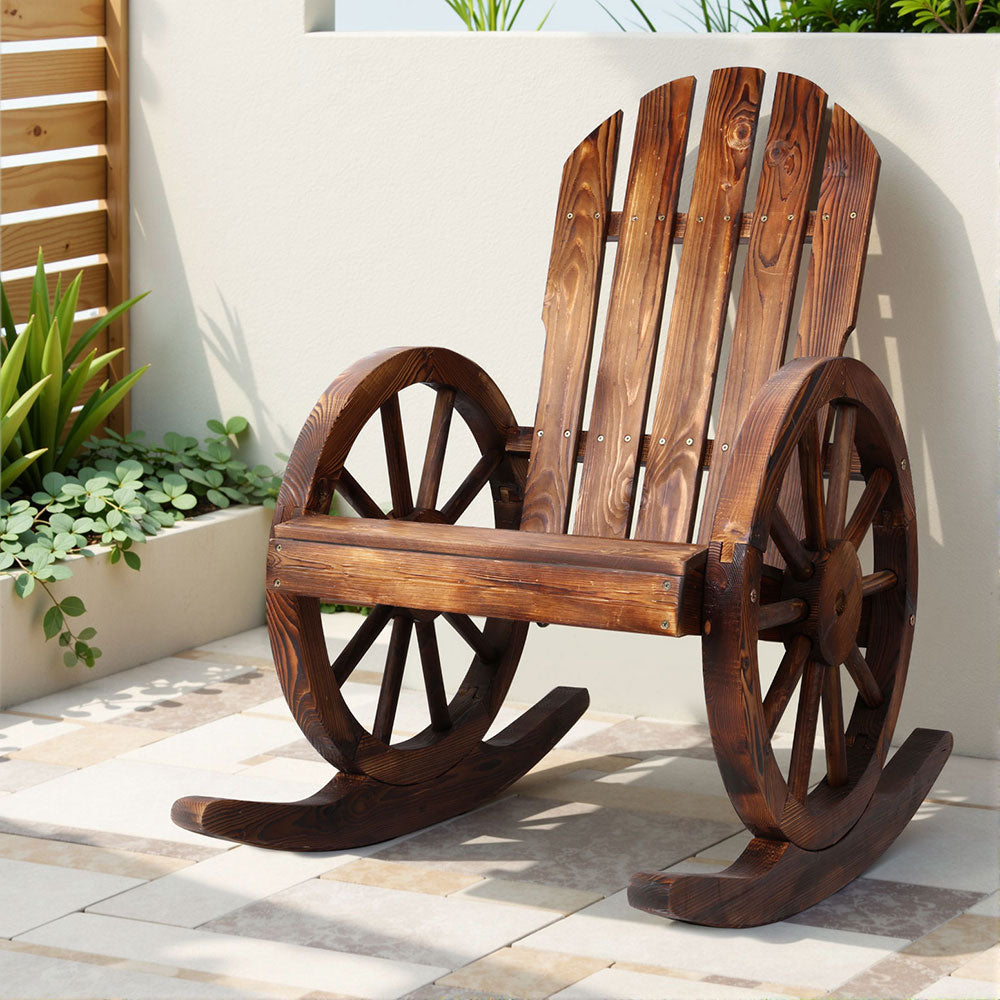 Gardeon Wagon Wheels Rocking Chair - Brown