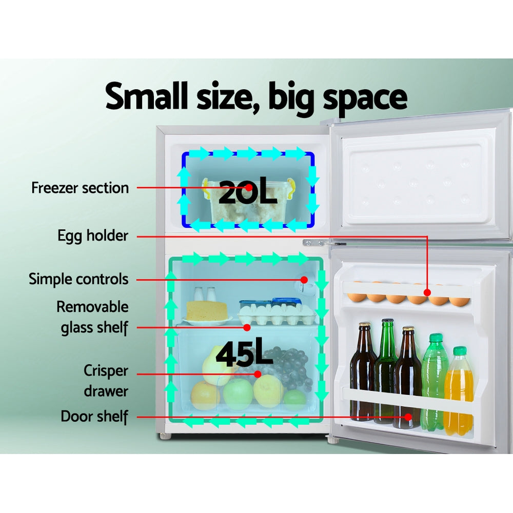 Glacio 65L Portable Fridge Bar Freezer Cooler Upright 12V/24V/240V Caravan Car Silver