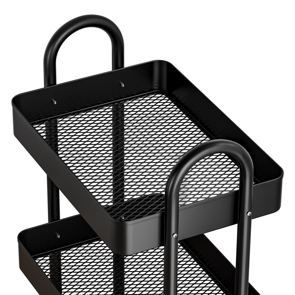 Artiss Storage Trolley Kitchen Cart 4 Tiers Black