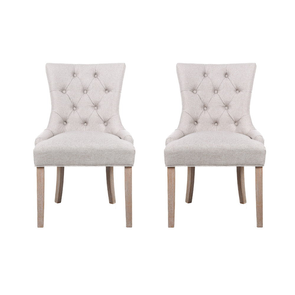 Artiss Dining Chairs Set of 2 Linen French Provincial Beige