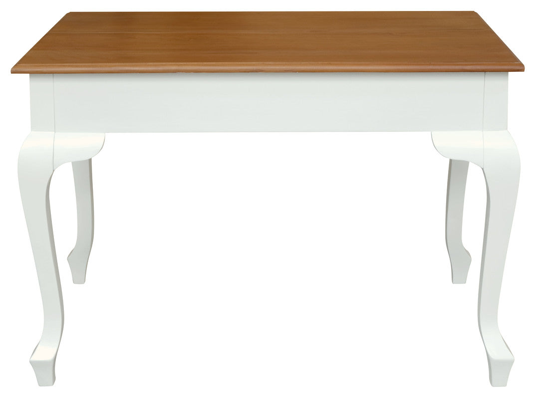 Queen Anne 2 Drawer Desk (White Caramel)