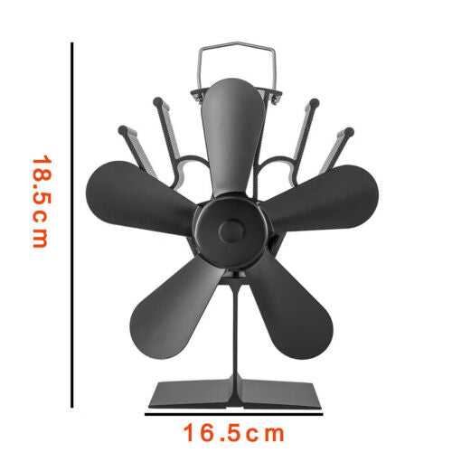 5 Blades Stove Fan Heat Powered Fireplace Accessory Wood Burning Stove Fan