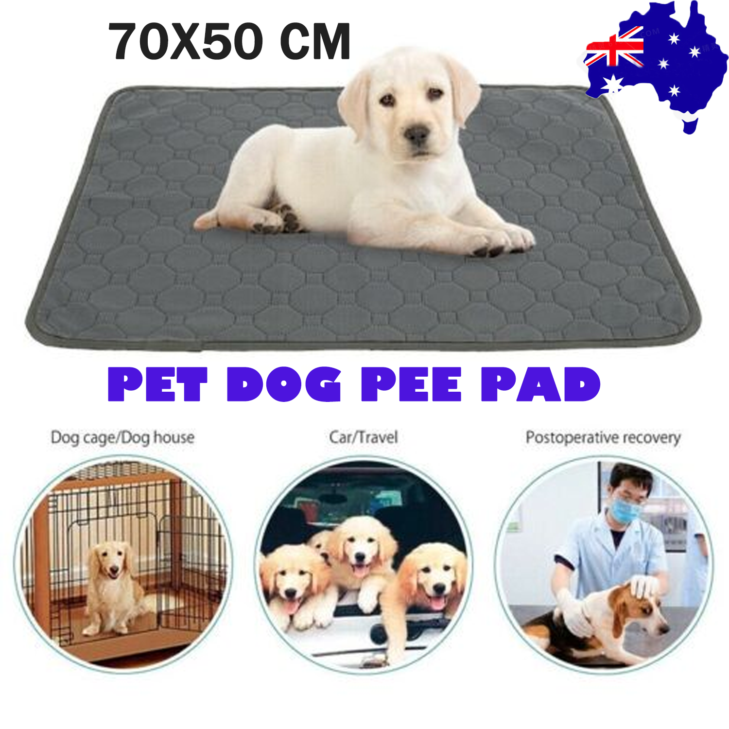 70X50cm Washable Pet Dog Pee Pad Reusable Cat Puppy Training Wee Absorbent Mat Pads Bed