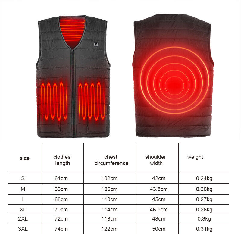 L Electric Vest Heated Jacket USB Thermal Warm Heat Pad Winter Body Warmer Unisex