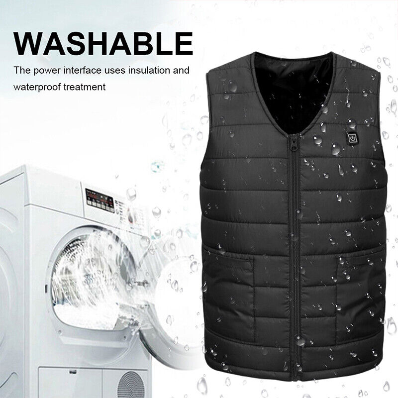 3XL Electric Vest Heated Jacket USB Thermal Warm Heat Pad Winter Body Warmer Unisex