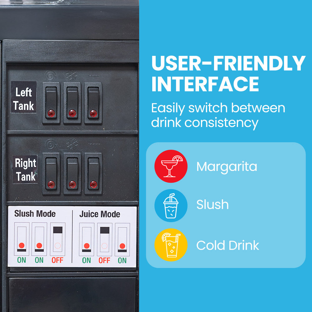 POLYCOOL 24L Double Tank Commercial Slush Machine, Quality Donper Compressor, Frozen Slushy Maker