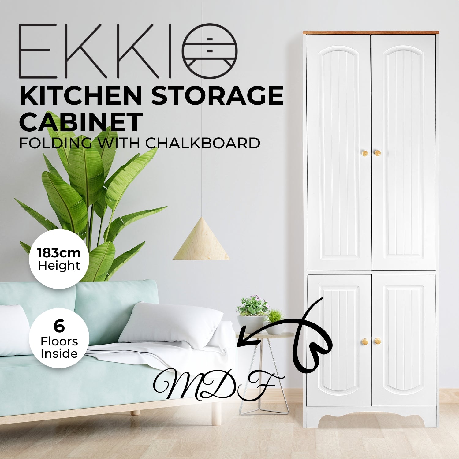 EKKIO Kitchen Storage Cabinet (White) EK-KCB-100-OY