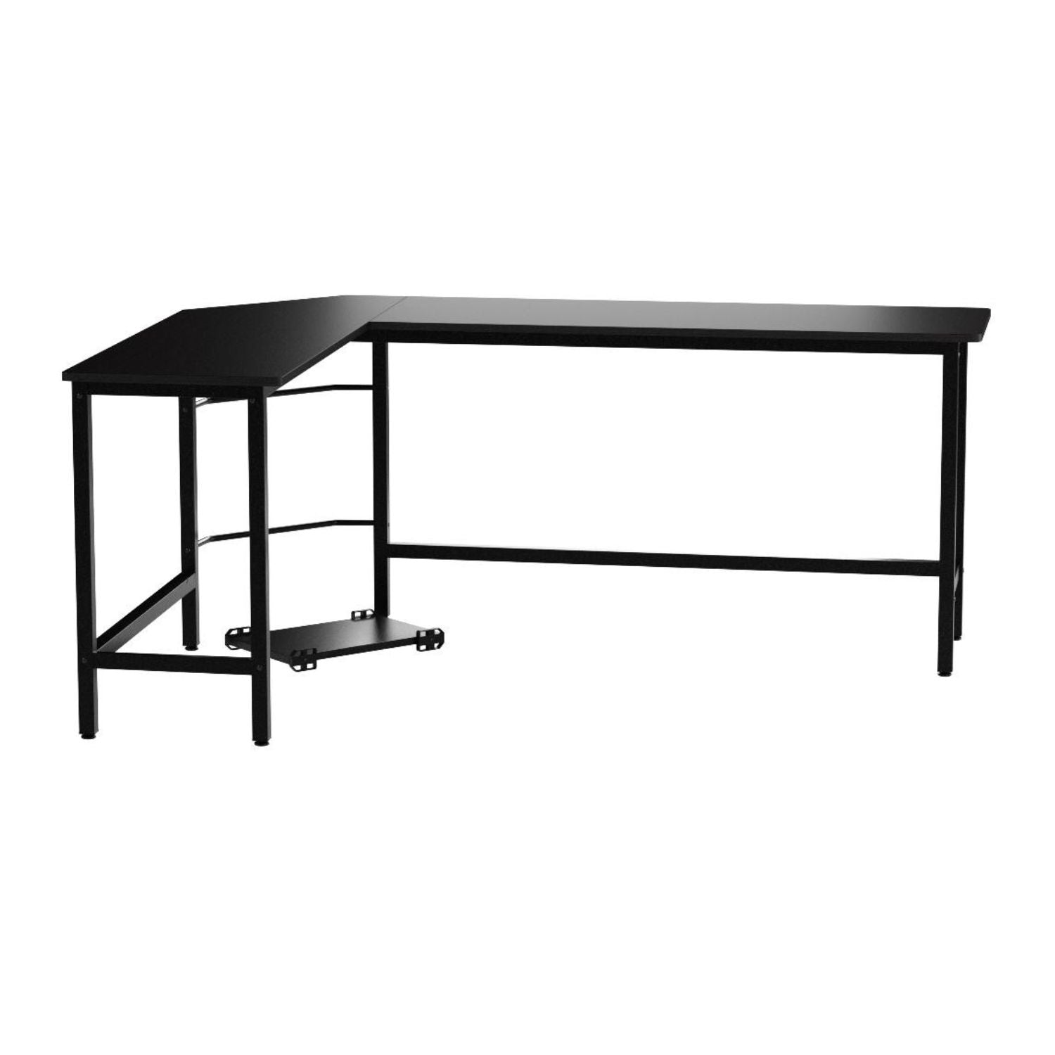 EKKIO L-Shaped Corner Computer Desk with CPU Stand (Black)