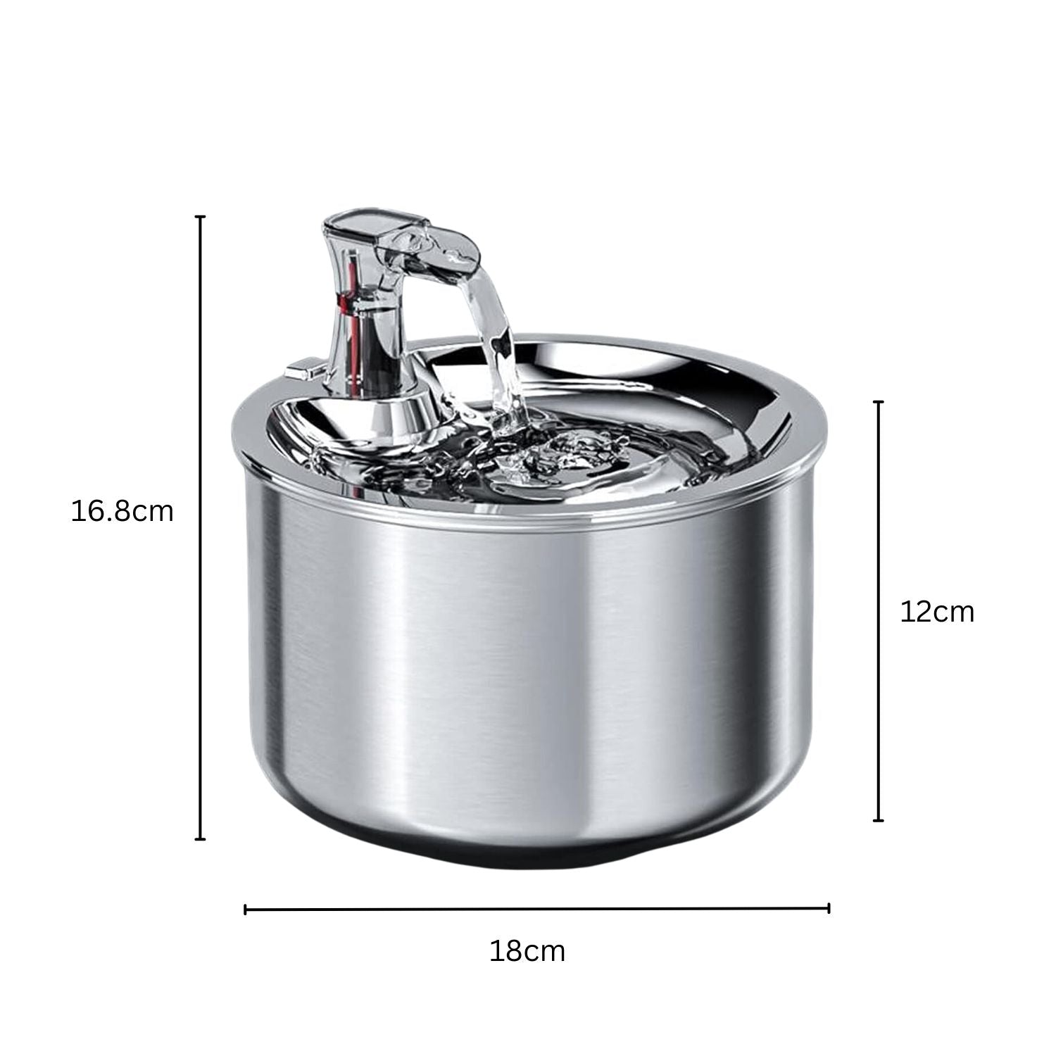 FLOOFI 2L Stainless Steel Pet Water Fountain for Cats and Small Dogs