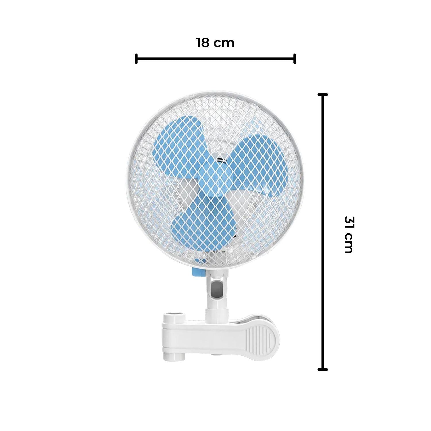 GOMINIMO Portable Oscillating Clip Fan With 2 Speed (White+Blue)GO-CF-102-YZ