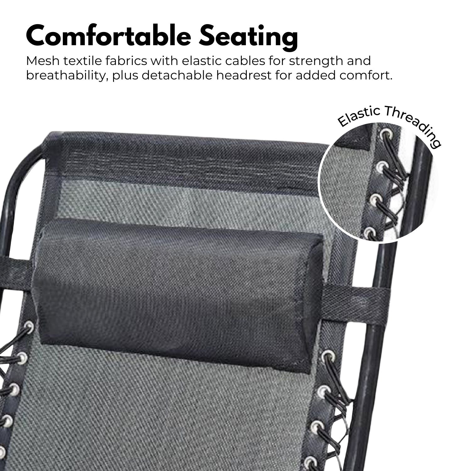 KILIROO Folding Reclining Camping Chair With Breathable Mesh (Black) KR-FC-105-QL