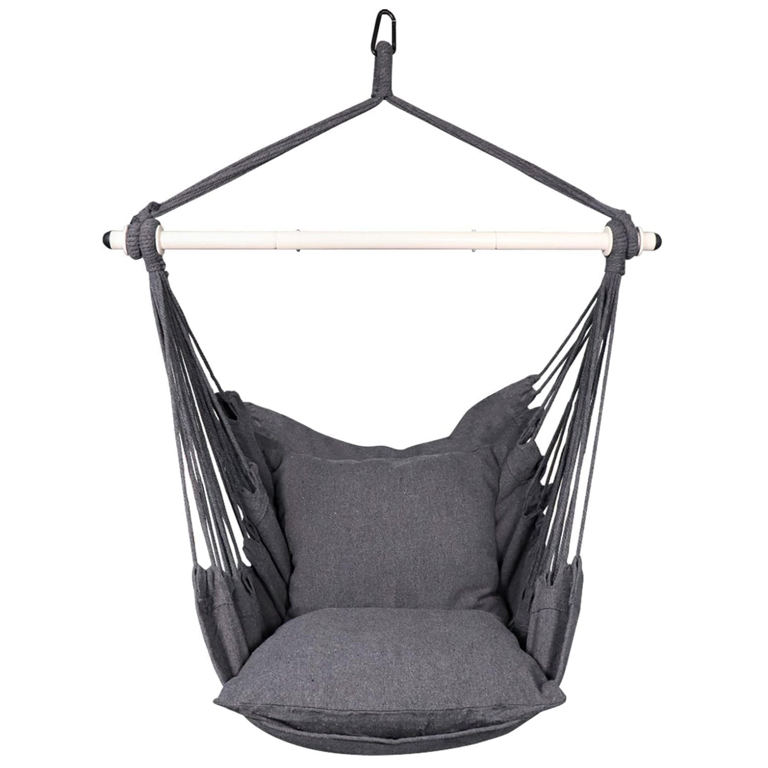 NOVEDEN Hammock Chair Hanging Rope Swing with 2 Seat Cushions Included (Dark Grey)