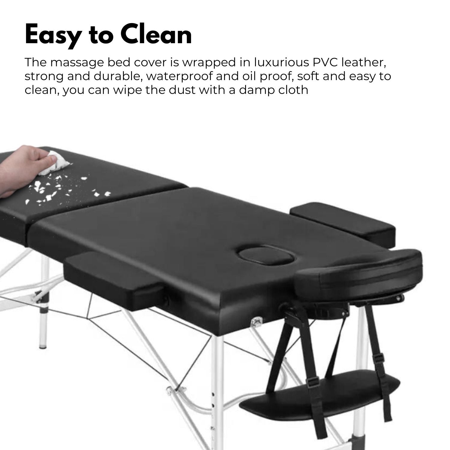 ONIREST 2 Fold Adjustable Portable Massage Bed (Black)OR-MTP-101-NS