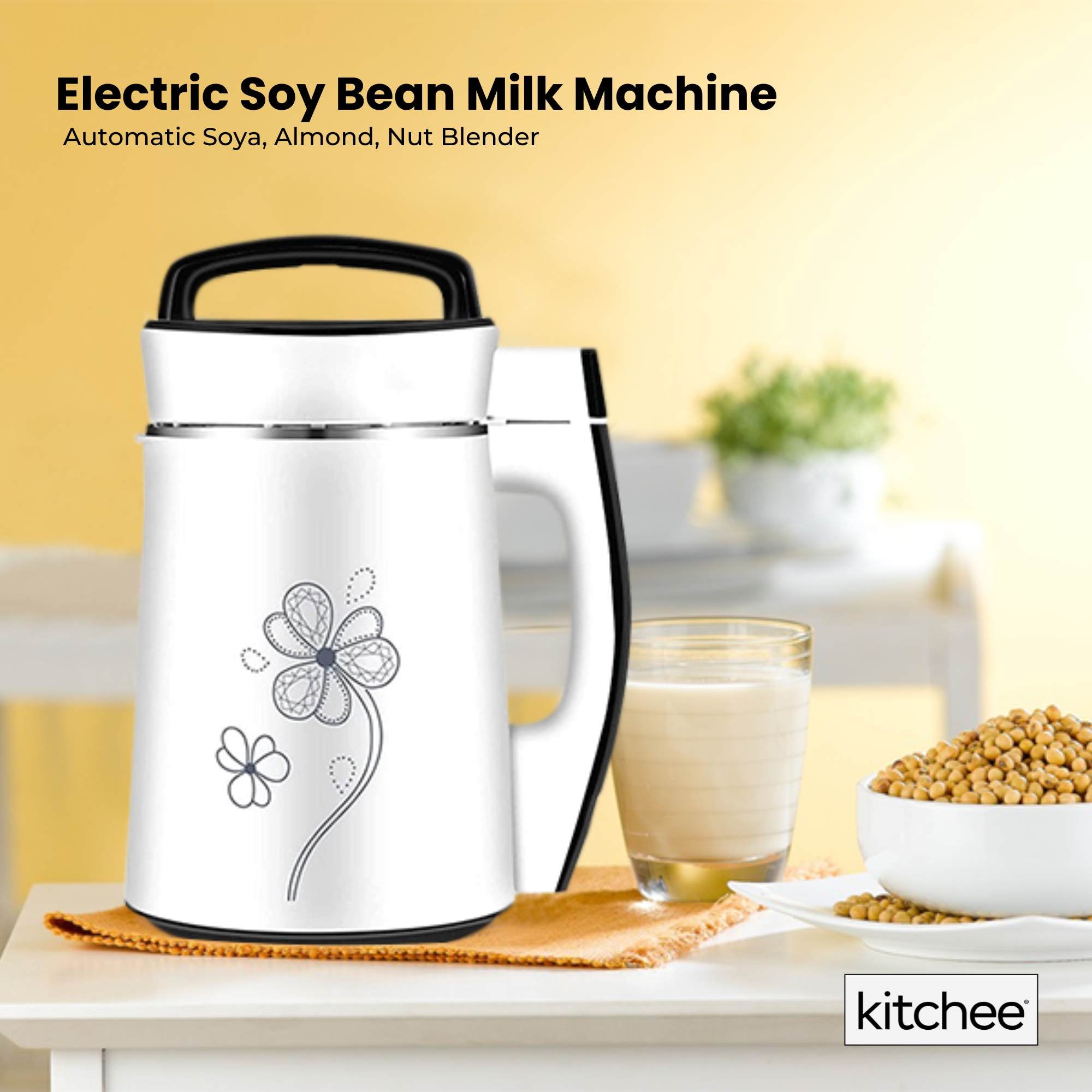 Electric Soy Bean Milk and Soup Maker Machine -Automatic Soya Almond Nut Blender