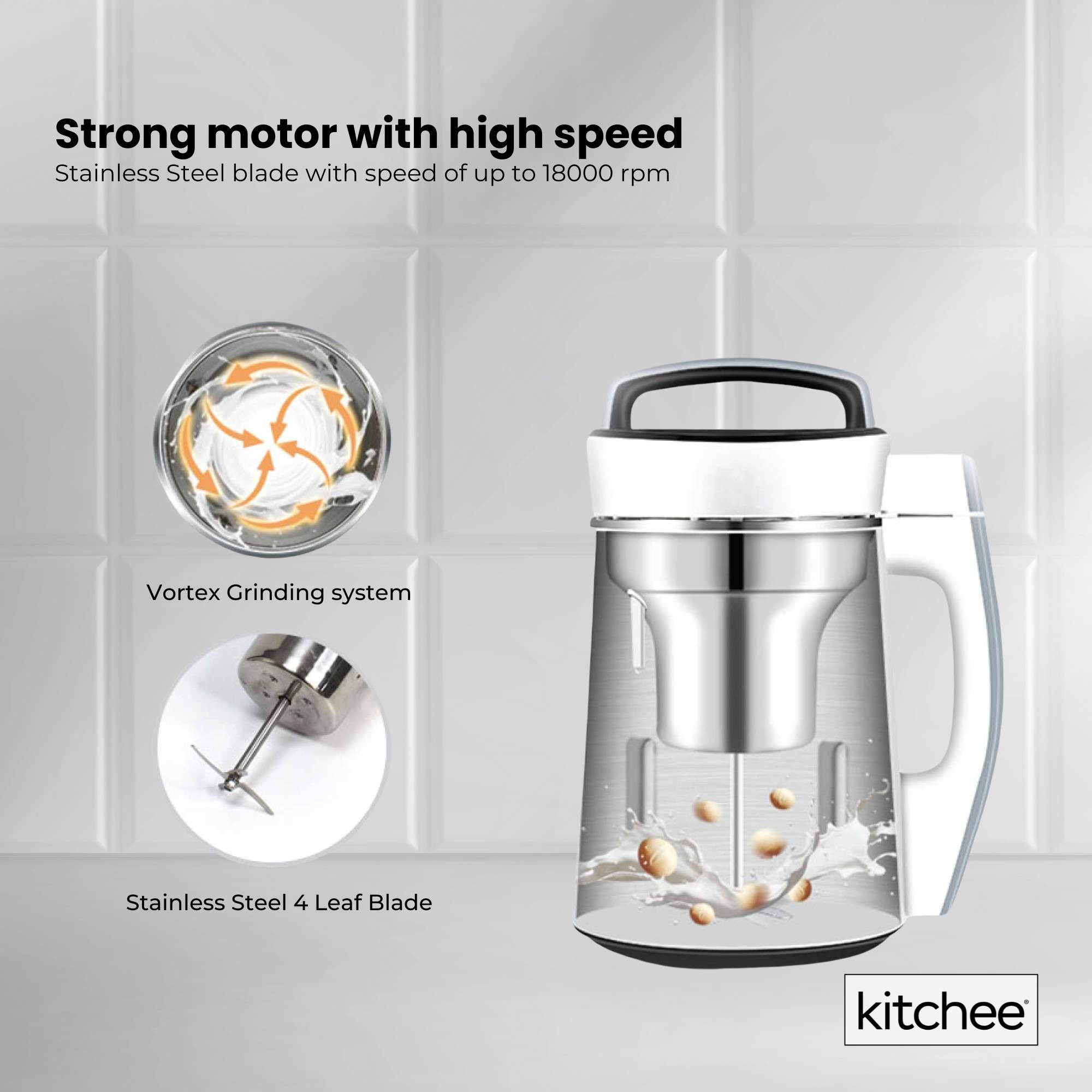 Electric Soy Bean Milk and Soup Maker Machine -Automatic Soya Almond Nut Blender