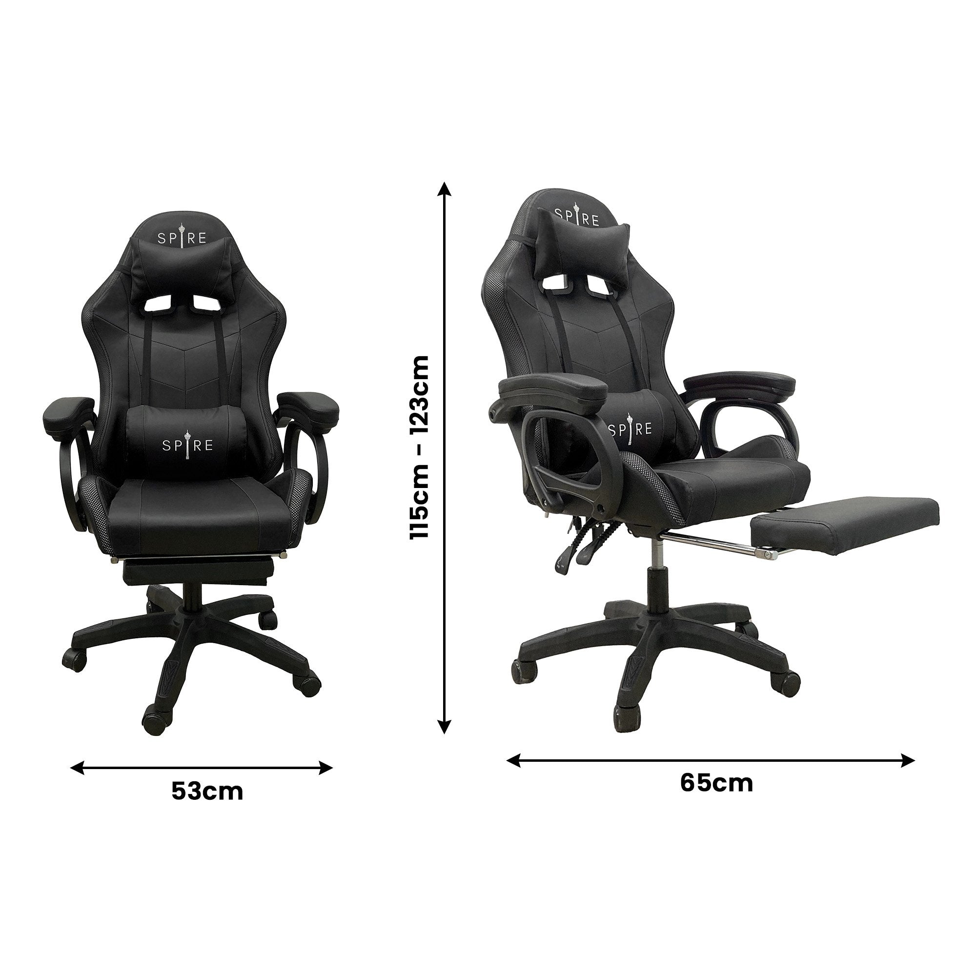 Intex Spire Onyx Led Massage Gaming Chair - Black