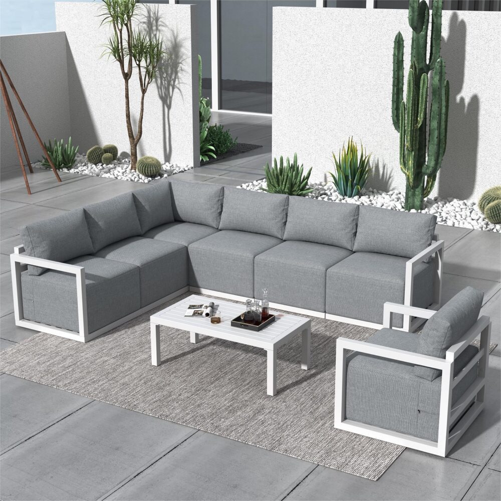 Alfresco 7-Seat Garden Lounge Set – Charcoal Grey