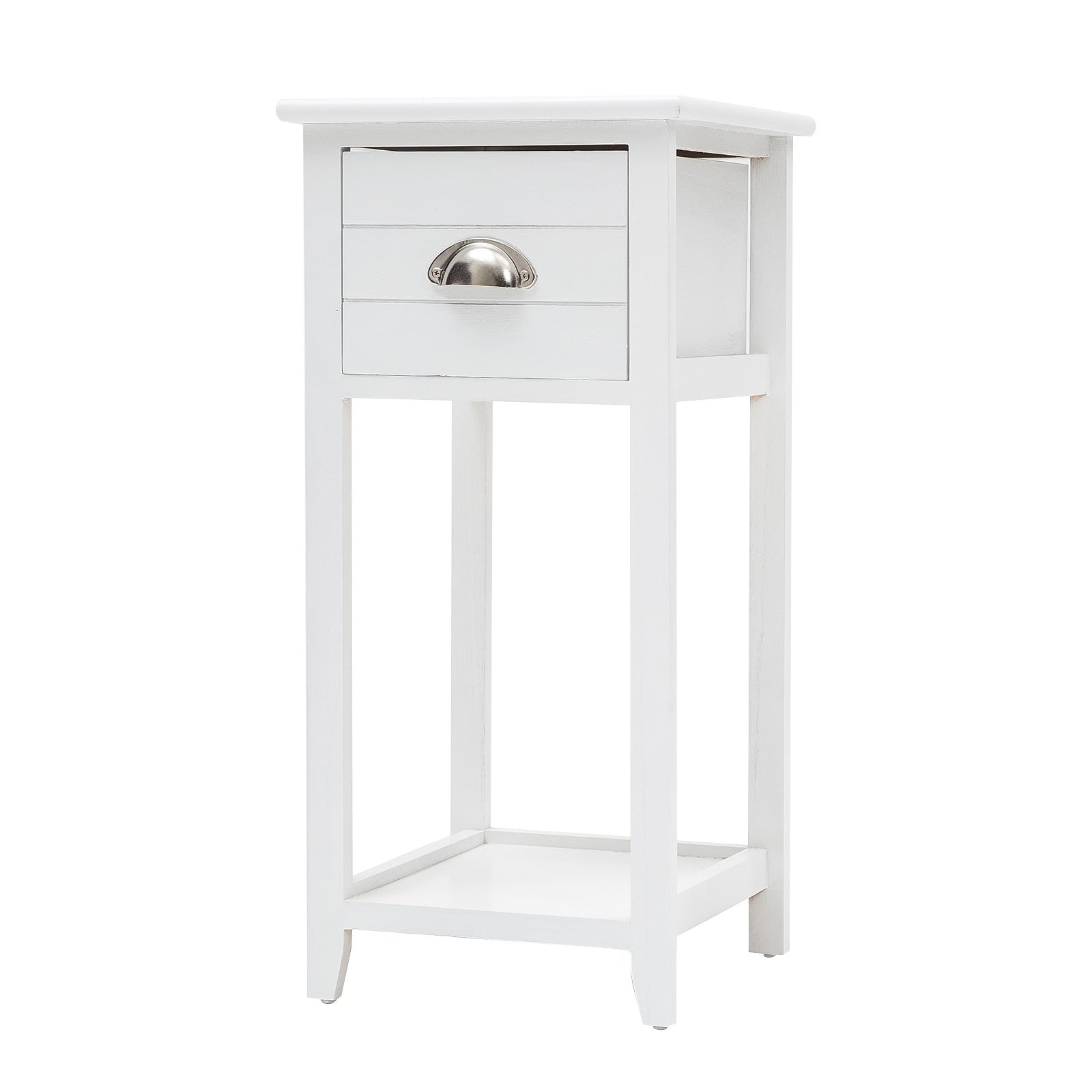 Bedside Table Drawer Vintage Side Table Storage Cabinet Bedroom VALERIE WHITE