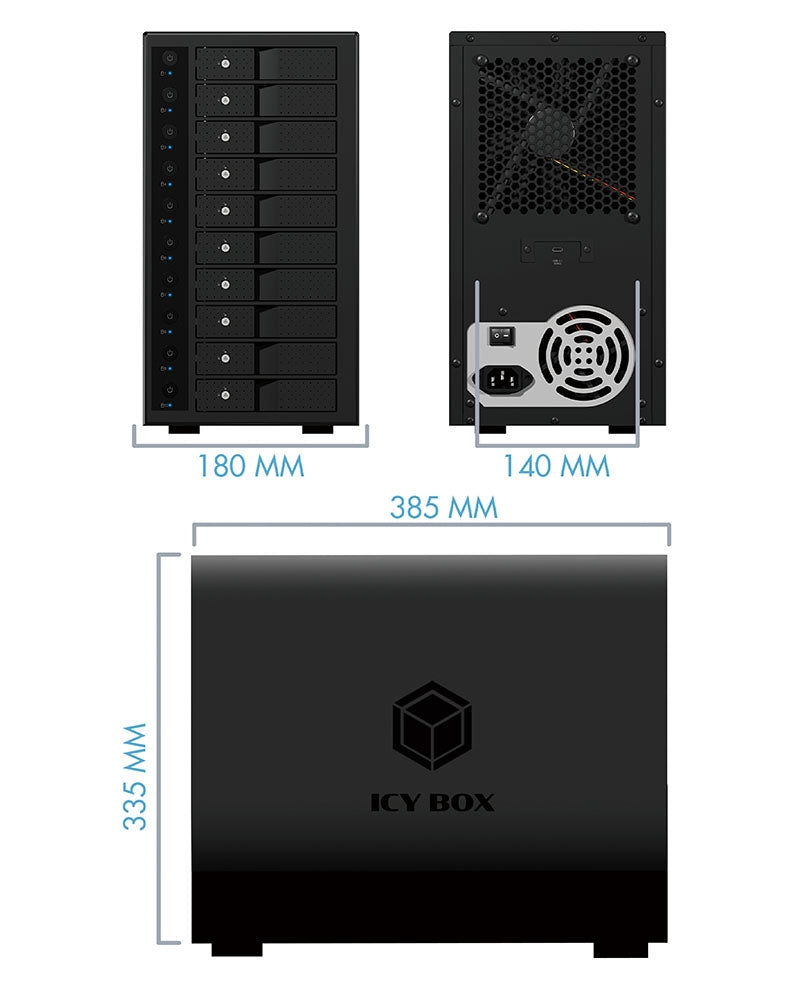 ICY BOX IB-3810-C31 SINGLE enclosure for 10x HDD with USB 3.1 (Gen 2) Type-C or Type-A interface