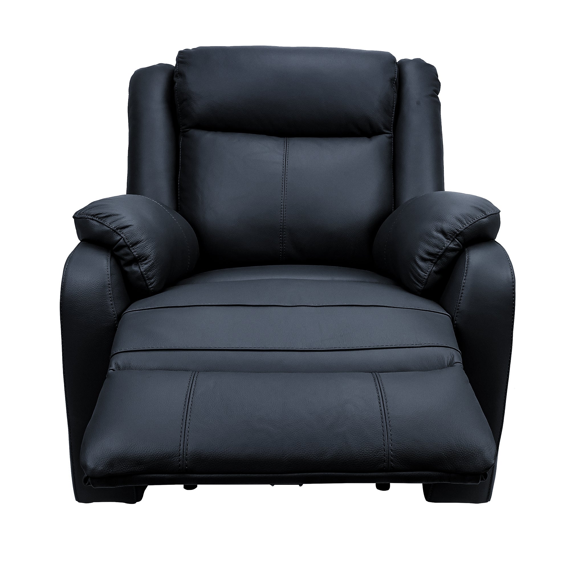 Bella 1 Seater Electric Recliner Genuine Leather Upholstered Lounge - Black