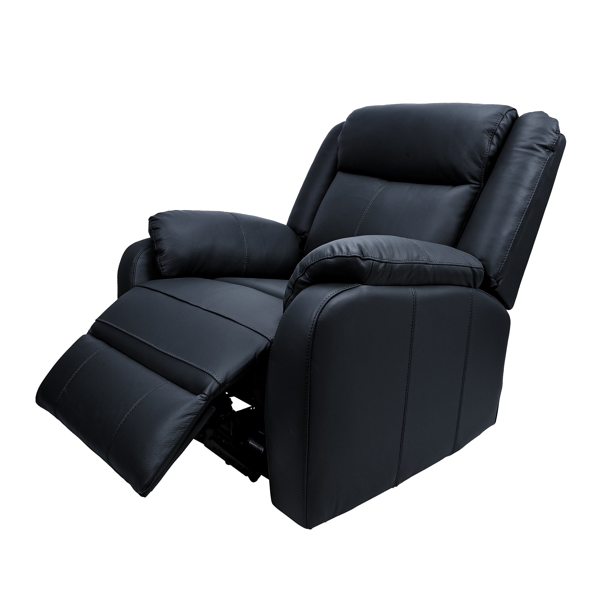 Bella 1 Seater Electric Recliner Genuine Leather Upholstered Lounge - Black