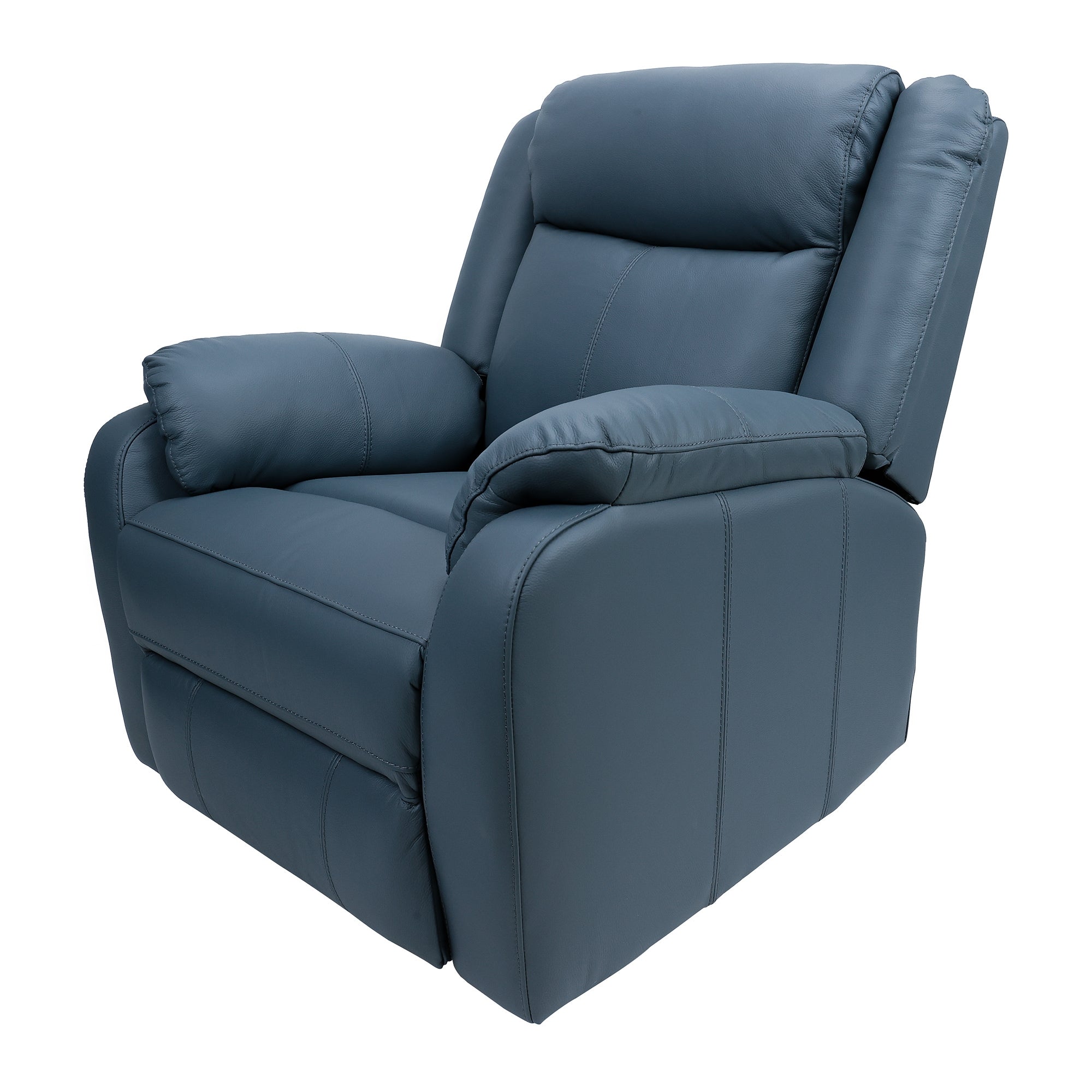 Bella 1 Seater Electric Recliner Genuine Leather Upholstered Lounge - Blue