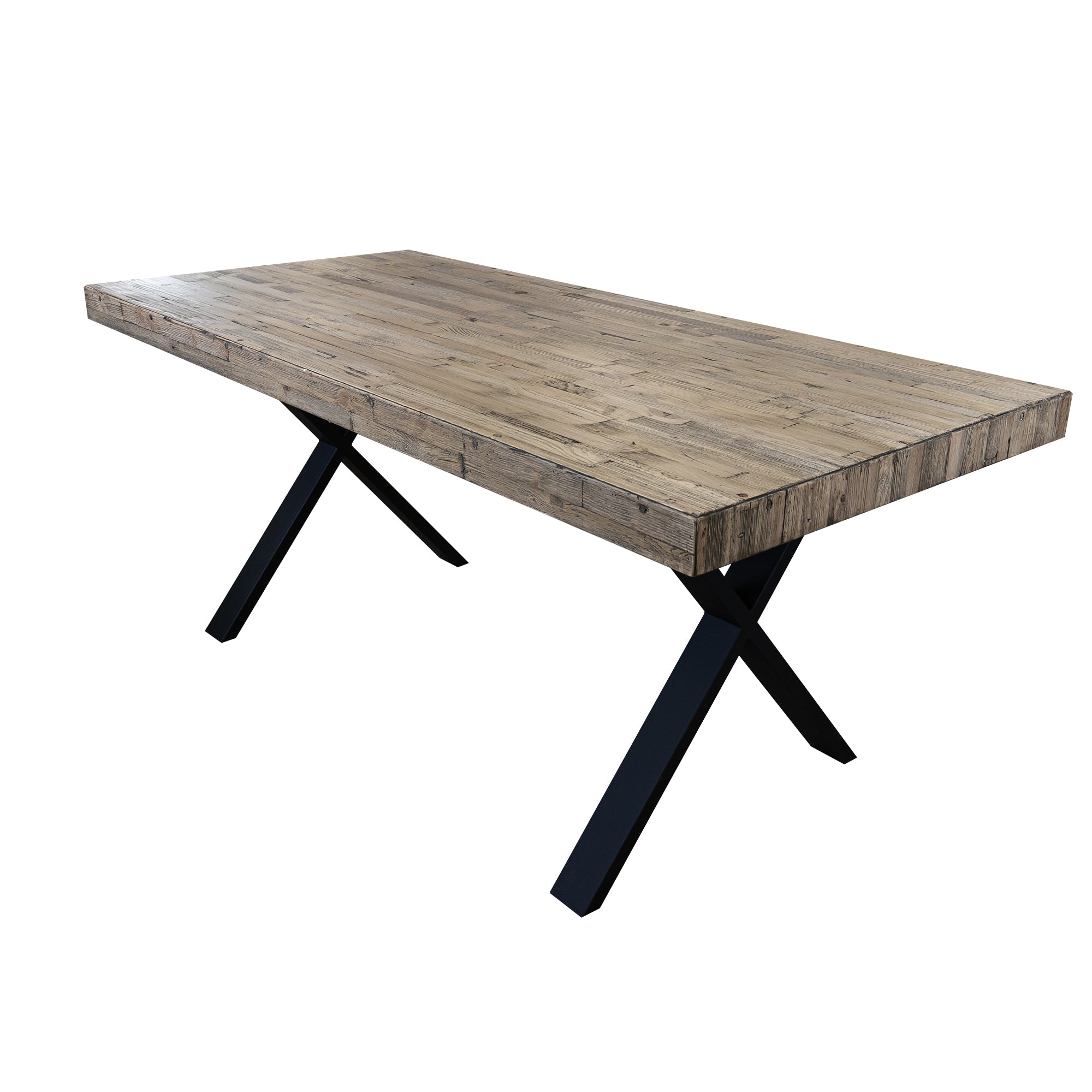 Anika Dining Table 180cm Laminated Solid Pine Top Metal Leg - Smoke