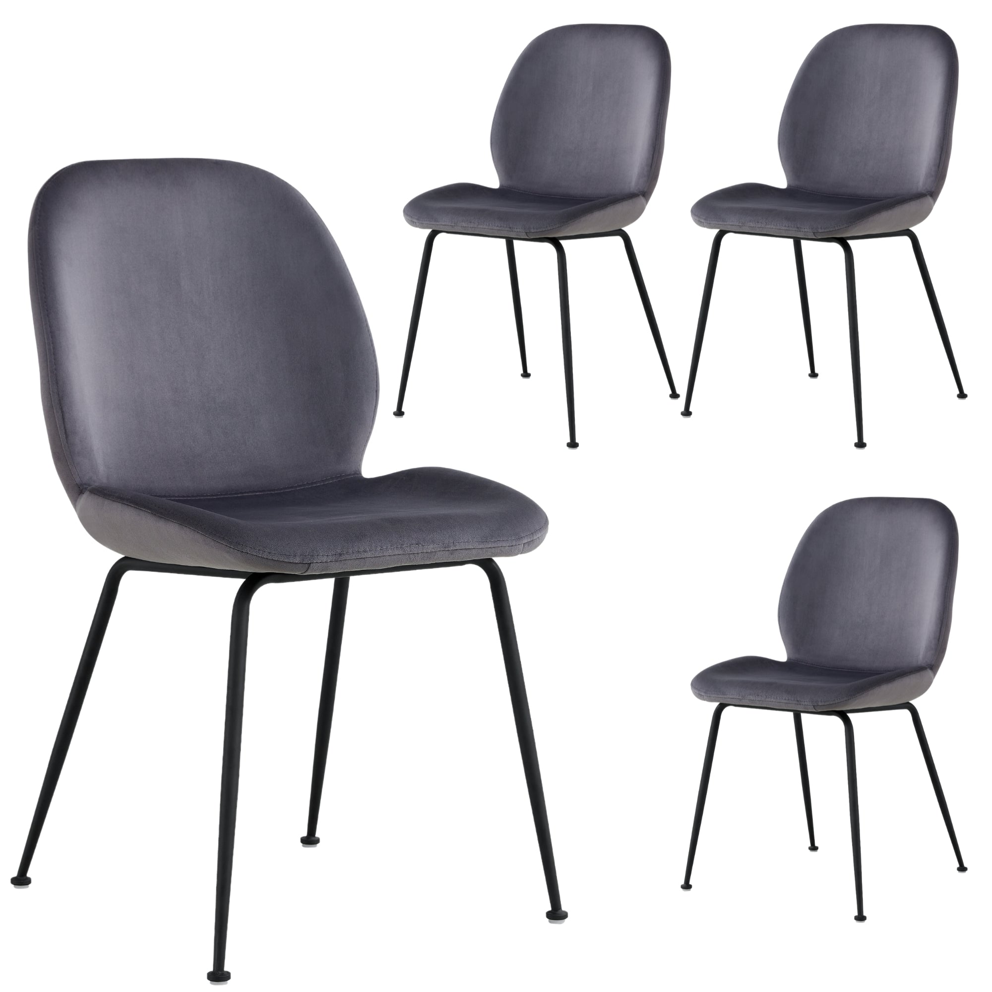 Remy Dining Chair Set of 4 Fabric Seat with Metal Frame - Charcoal