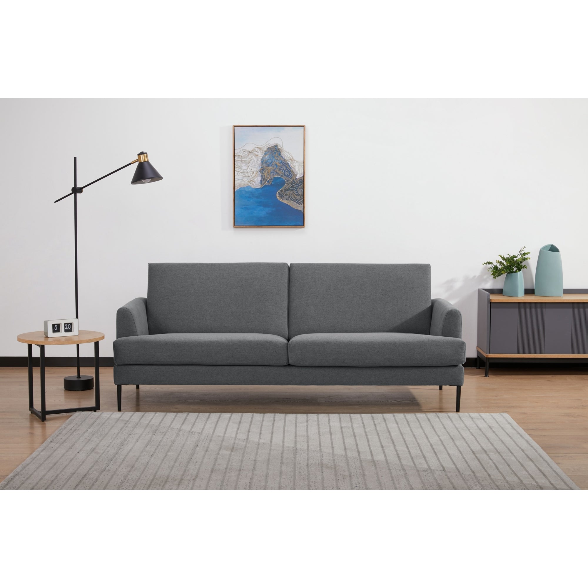 Ariya 3 Seater Sofa Fabric Uplholstered Lounge Couch - Mid Grey