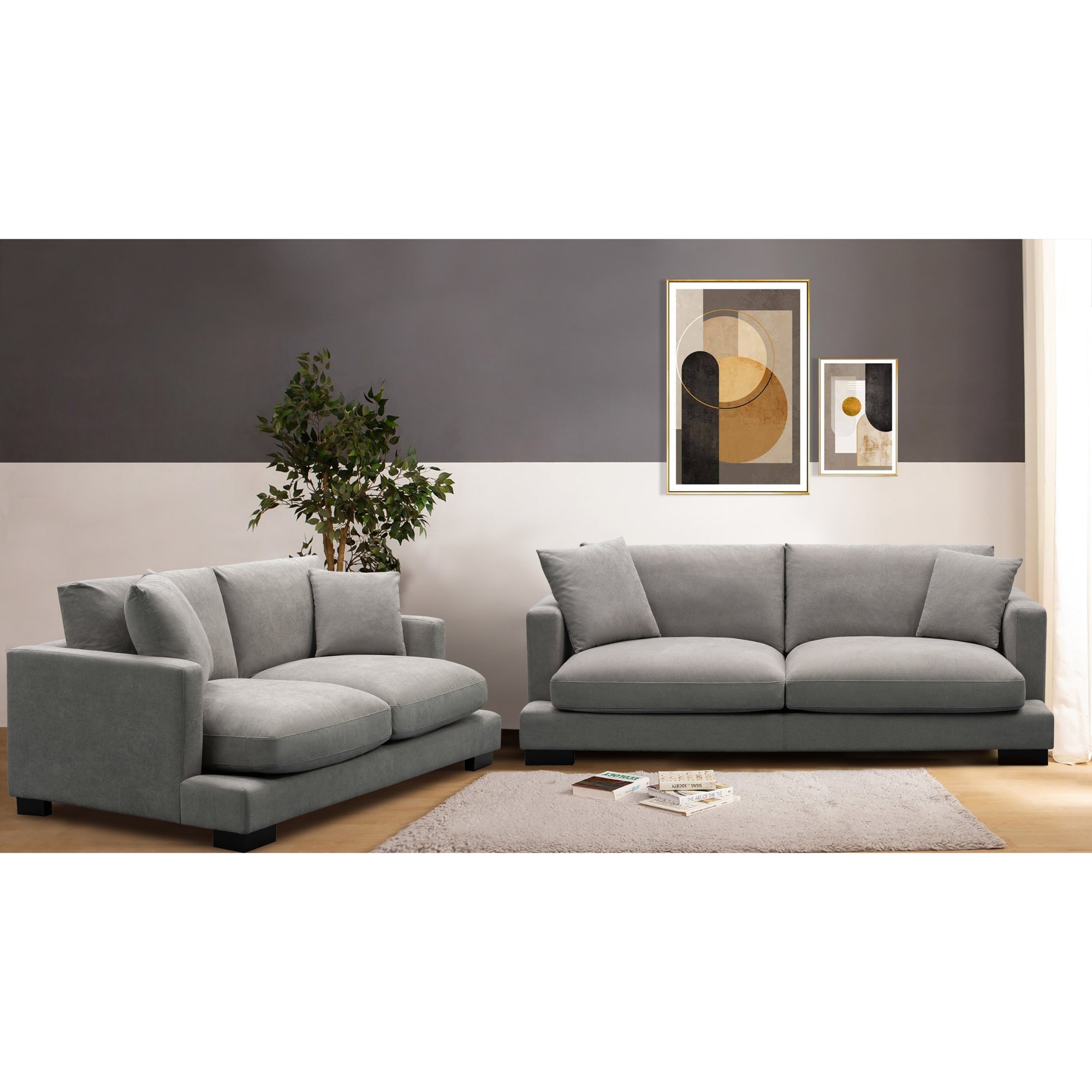 Royalty 3 + 3 + 2 Seater Sofa Fabric Uplholstered Left Chaise Lounge Couch Grey