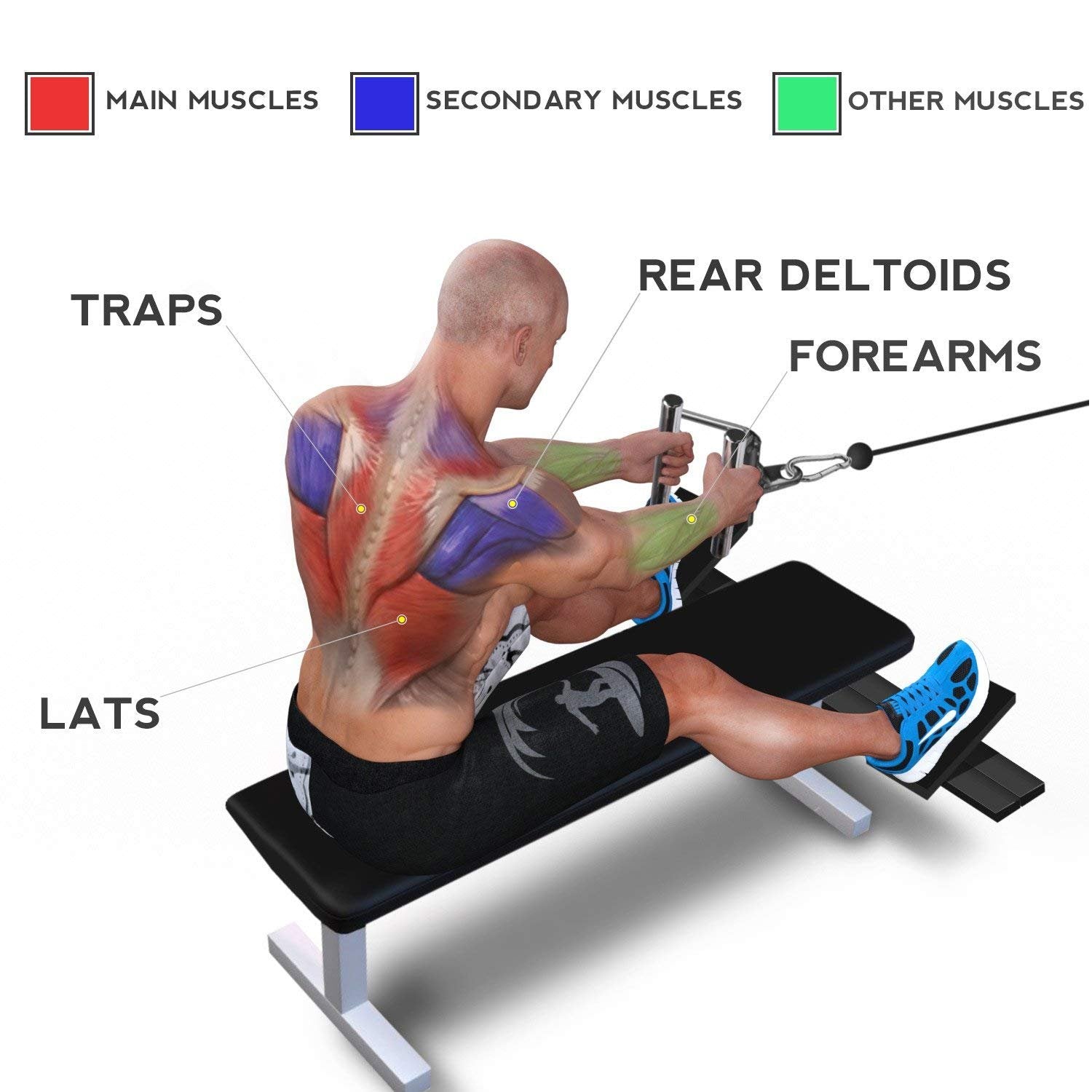 LAT V Bar V Handle Double D Row Handle Cable Machine Attachment