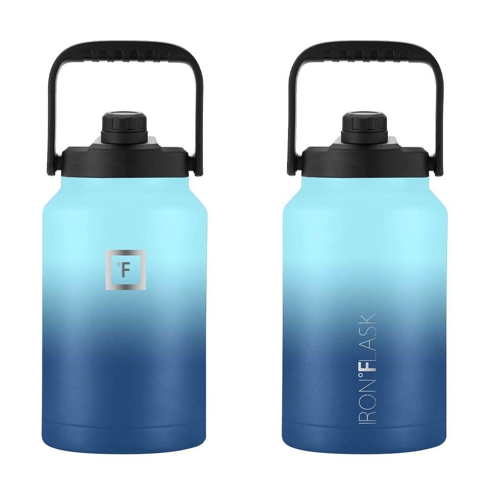 Iron Flask Bottle with Spout Lid, Blue Waves, 128oz/3800ml