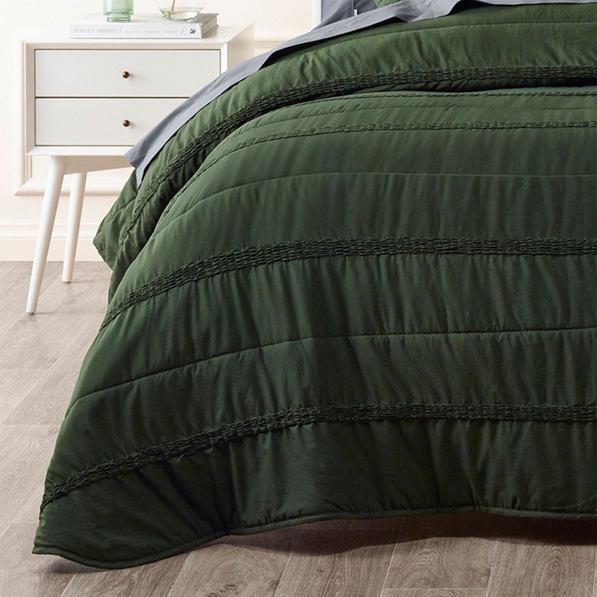 Bianca Vienna Green Textured Bedspread Set Super King