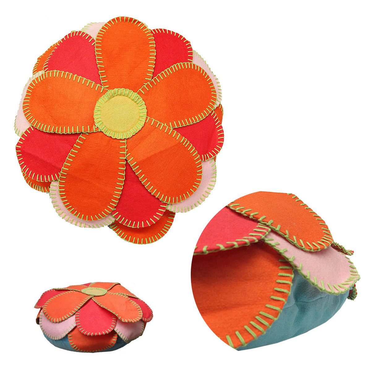 Girls Georgia Flower Applique Round Filled Cushion 40 cm Diameter