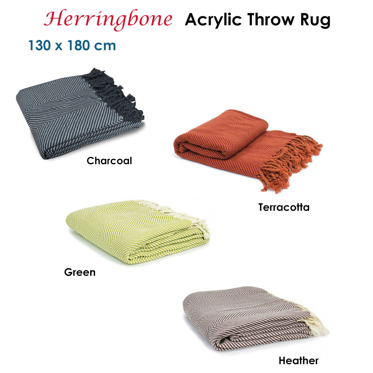 Herringbone Acrylic Throw Green